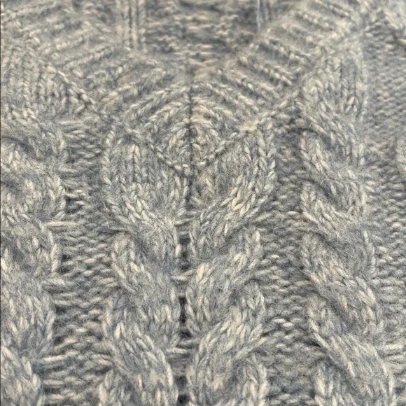 Happily Grey Cropped Heather Light Blue CottageCore Cable knit Sweater Size L - Picture 4 of 5